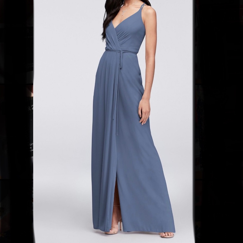 Bridesmaid dress- David’s bridal color Steel